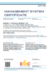 Certificate ISO 14001